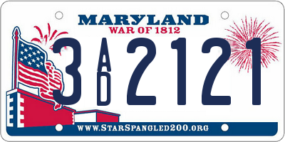 MD license plate 3AD2121