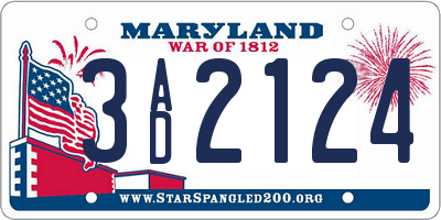 MD license plate 3AD2124