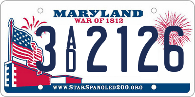 MD license plate 3AD2126