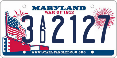 MD license plate 3AD2127