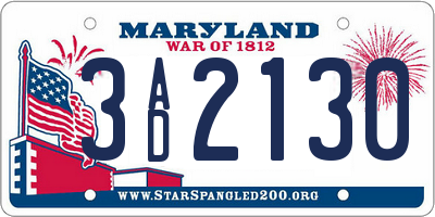 MD license plate 3AD2130