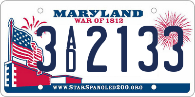 MD license plate 3AD2133