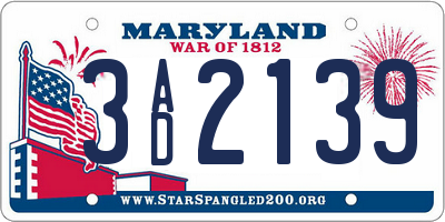 MD license plate 3AD2139
