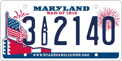 MD license plate 3AD2140