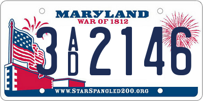 MD license plate 3AD2146