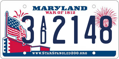 MD license plate 3AD2148
