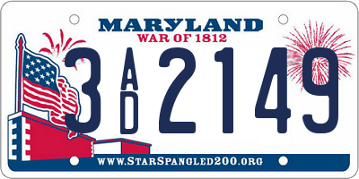 MD license plate 3AD2149