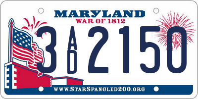 MD license plate 3AD2150