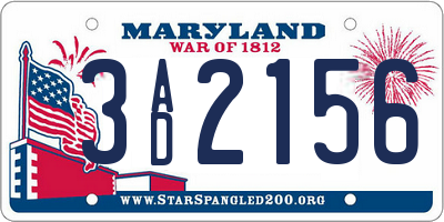 MD license plate 3AD2156