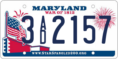 MD license plate 3AD2157