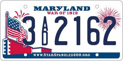 MD license plate 3AD2162