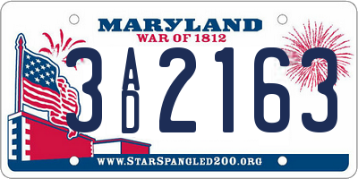 MD license plate 3AD2163