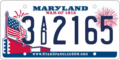 MD license plate 3AD2165