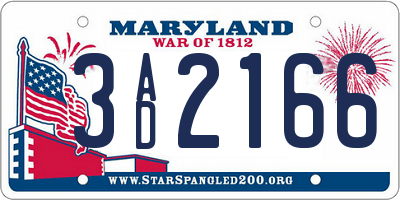 MD license plate 3AD2166