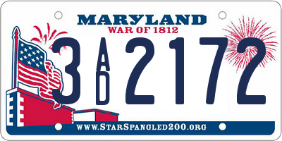 MD license plate 3AD2172