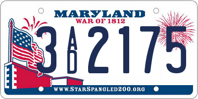 MD license plate 3AD2175