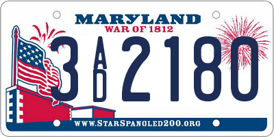 MD license plate 3AD2180
