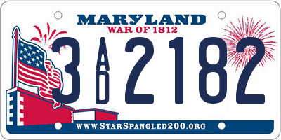 MD license plate 3AD2182