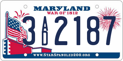 MD license plate 3AD2187