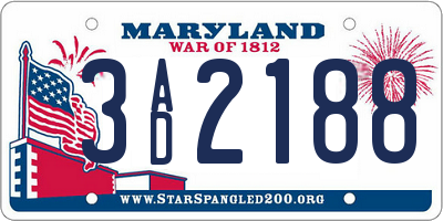 MD license plate 3AD2188