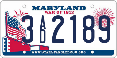 MD license plate 3AD2189