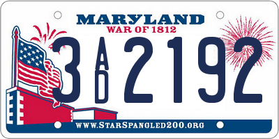 MD license plate 3AD2192