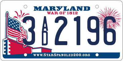 MD license plate 3AD2196