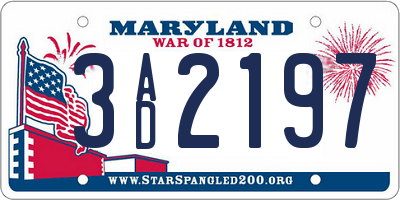 MD license plate 3AD2197
