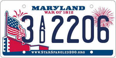 MD license plate 3AD2206