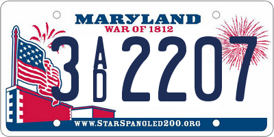 MD license plate 3AD2207