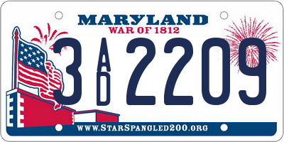 MD license plate 3AD2209