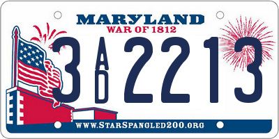 MD license plate 3AD2213