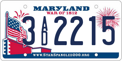 MD license plate 3AD2215