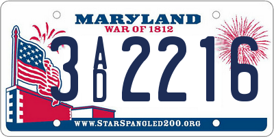 MD license plate 3AD2216