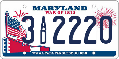 MD license plate 3AD2220