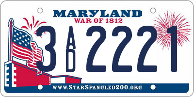 MD license plate 3AD2221