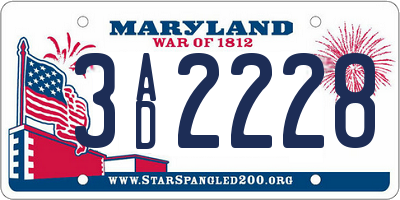 MD license plate 3AD2228