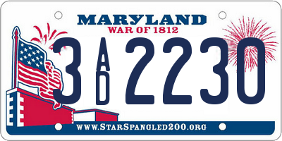 MD license plate 3AD2230