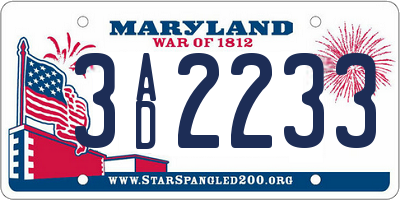 MD license plate 3AD2233