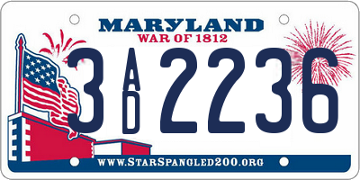 MD license plate 3AD2236