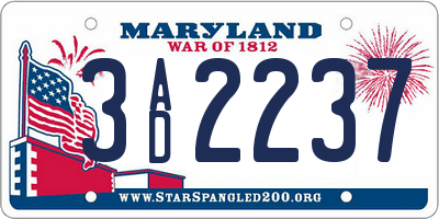 MD license plate 3AD2237