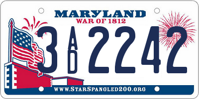 MD license plate 3AD2242