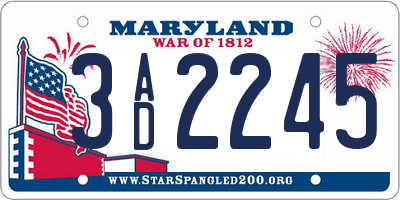 MD license plate 3AD2245