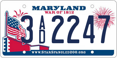 MD license plate 3AD2247