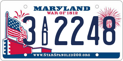 MD license plate 3AD2248