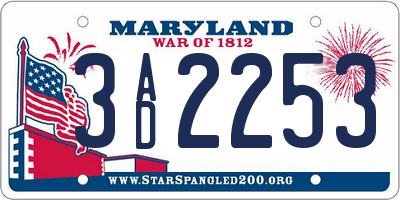 MD license plate 3AD2253