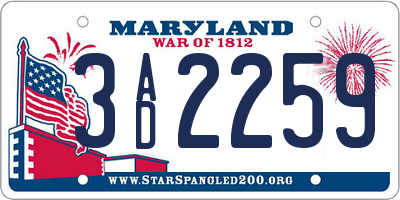 MD license plate 3AD2259