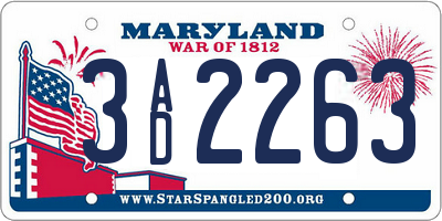 MD license plate 3AD2263