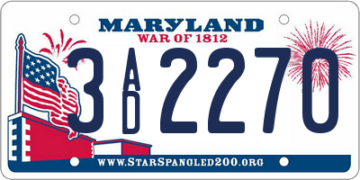 MD license plate 3AD2270