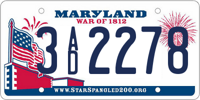 MD license plate 3AD2278